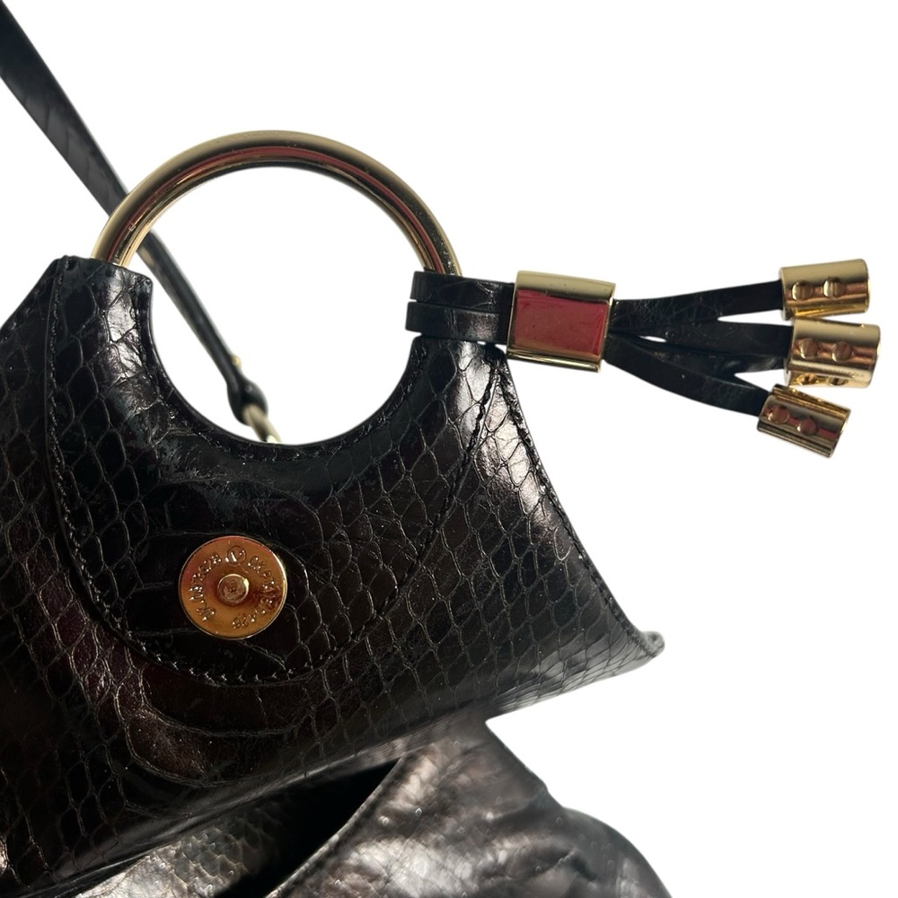 ๐ COLE HAAN Dark Dark Brown Embossed Leather Hobo Bag ๐ - Picture 4 of 14